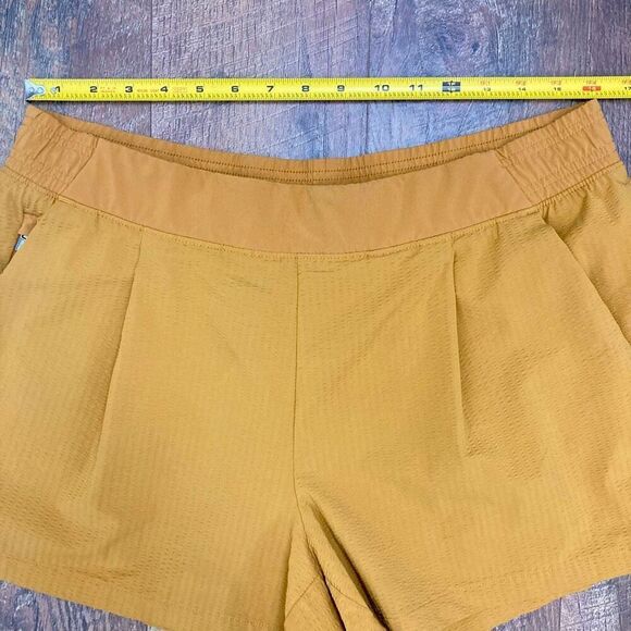 Athleta Textured Brooklyn Short In Tuscan Gold Mustard Yellow Activewear sz 16 - Picture 6 of 10